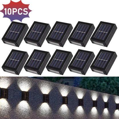 Solar Wall Lamps LED Outdoor Fence Deck Path Garden Patio Pathway Stairs Lights