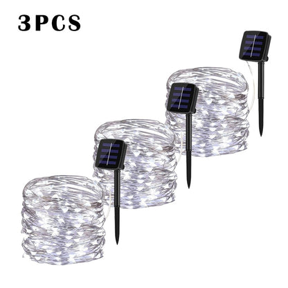 7m/12m/22m/32m LED Solar Light Outdoor Garden Fairy String Light Led Twinkle Waterproof Lamp for Christmas Patio Tree Party