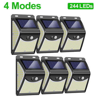 244 Led Outdoor Solar Light With Sensor Motion Powerful Energy Spotlight Waterproof Sunlight Lamp For Exterior Wall Garden Decor