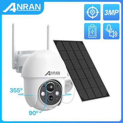 ANRAN 3MP Battery Camera - Rechargeable Solar Panel 360° Spotlight Security Surveillance Outdoor Wireless PIR Humanoid Detection