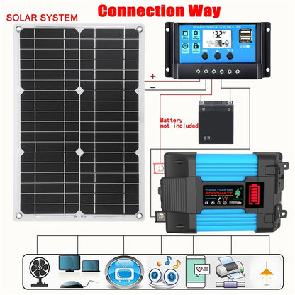 12V to 110/220V Solar Panel, SOLAR SYSTEM Connection Way Con6d- USBOt