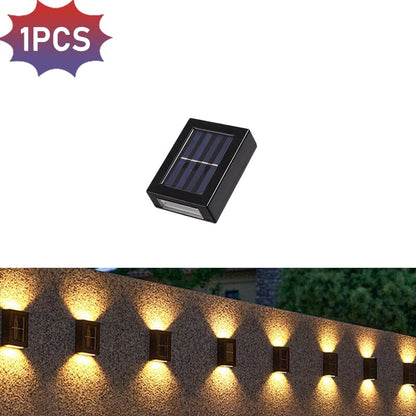 Solar Wall Lamps LED Outdoor Fence Deck Path Garden Patio Pathway Stairs Lights