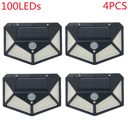 Outdoor 100 LED Solar Light Motion Sensor Waterproof Sunlight Garden Decoration Street Lights Solar Powered Lantern Wall Lamp