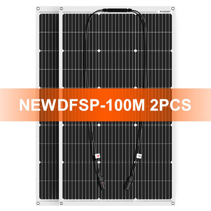 DOKIO 18V 100W Flexible Solar Panels Waterproof Portable Solar Panels Charger 12V Solar Cell Sets For Home/Car/Camping/Boat