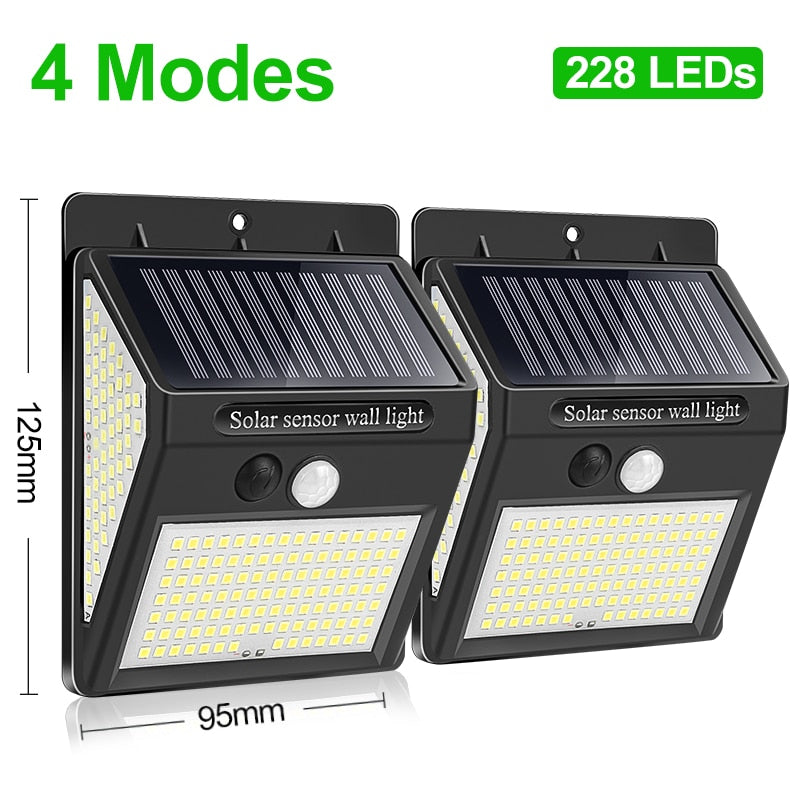 4 Modes 228 LEDs] Solar sensor wall light 1 95