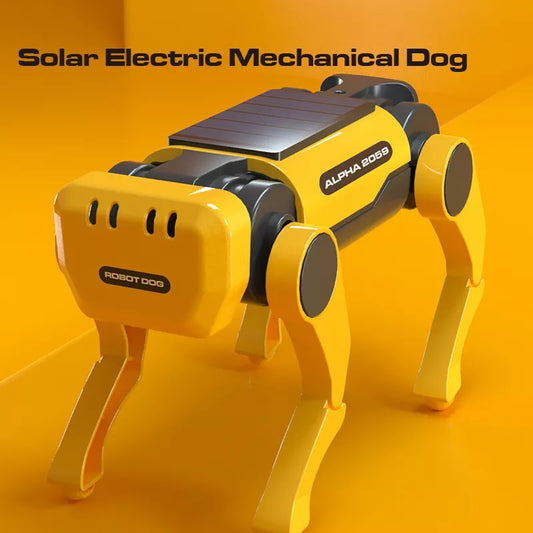 Robot de perro mecánico eléctrico con energía Solar, tecnología de ciencia, juguetes educativos de ensamblaje Diy, regalos de desarrollo intelectual para niños