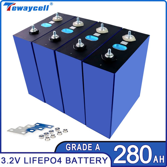 Tewaycell 280 Ah Lifepo4 wiederaufladbarer Akku, 3,2 V, Klasse A, Lithium-Eisenphosphat, prismatisch, brandneues Wohnmobil, Solar, EU-US-Steuerfrei