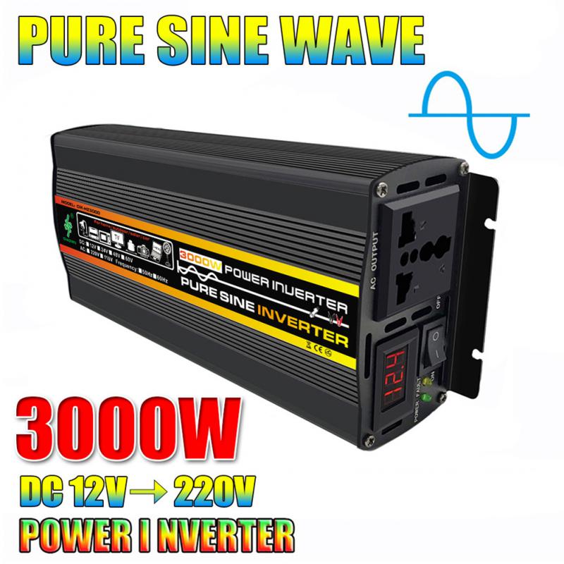 Inversor de onda sinusoidal pura DC 12V a AC220V 8000/6000/4000/3000W Convertidor de banco de energía portátil Inversor solar