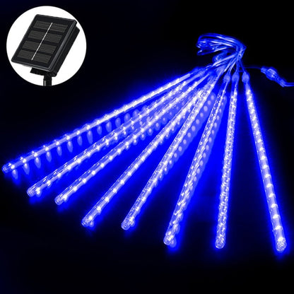 Outdoor Solar Meteor Shower Christmas Lights 10 Tubes 192 Led Hanging String Lights for Garden Tree Holiday Party Decoation Lamp