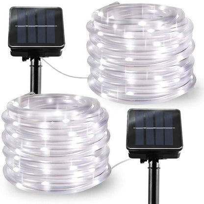 Luzes solares de corda 5/10/20 m branca à prova d'água tubo de led solar luzes de fada para decoração de rua jardim ao ar livre 8 modos de controle