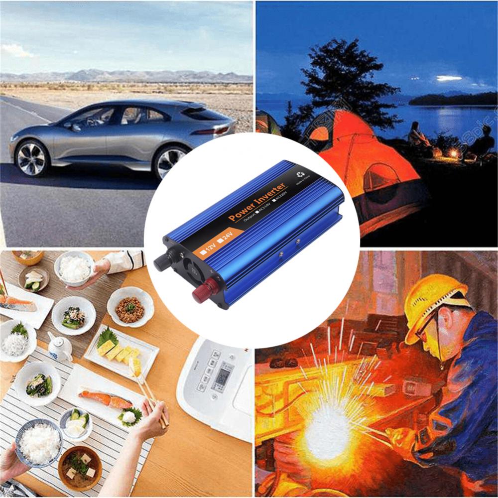 Wechselrichter 12 V/24 V 220 V 6000 W reiner Sinus-Solar-Wechselrichter Spannungswandler Konverter LED-Anzeige USB-Aufladung Dual-Buchse