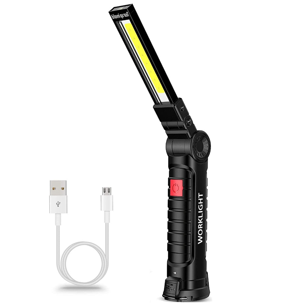 Neue tragbare COB-LED-Taschenlampe, wiederaufladbare USB-Arbeitsleuchte, magnetische Lanterna-Hängelampe mit eingebauter Batterie, Camping-Taschenlampe