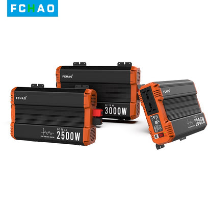 FCHAO 3000Wt Inverter Pure Sine Wave 50hz 60hz with LCD Display 24v 12v to 220v 230v Solar Panel Mobile RV Vehicle Transformer