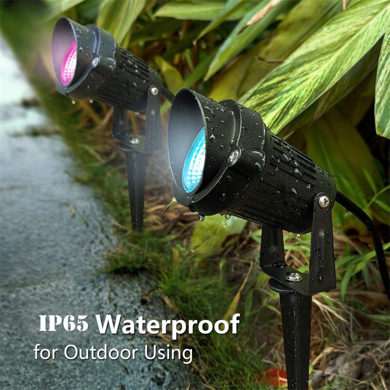 Lampe de pelouse à LED Lumière de jardin extérieure 10W RVB IP65 Étanche Spike Spotlight Éclairage de paysage pour Yard Path Tree Ground 12V 220V