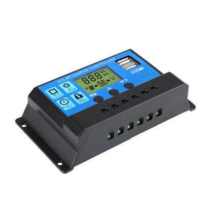 PWM Solar Controller 12/24V 10A-60A Battery Charger LCD Dual USB 5V Output Maximum Working Voltage 50V