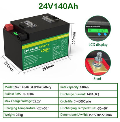 24V 140Ah Ta #attUT LCD display Stud Model