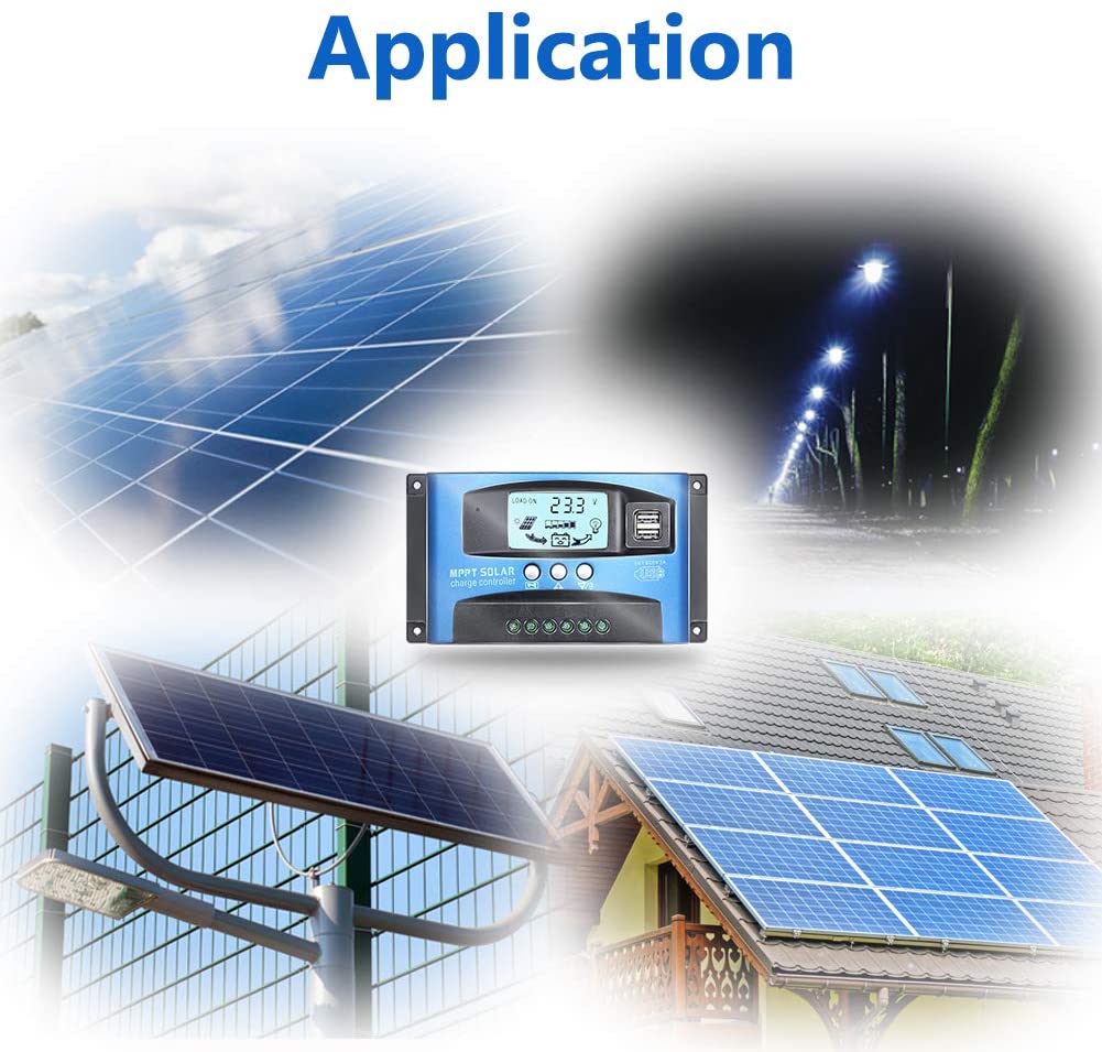 PowMr Solar MPPT 100A 60A 50A 40A 30A Controlador de carga Dual USB Display LCD 12V 24V Célula solar Regulador de carga do painel solar