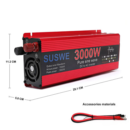 Pure Sine Wave Inverter 12V/24V/48V/60V To AC 110V 220V 3000/2200/2000/1000W Voltage Transformer Power Converter Solar Inverter