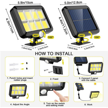 COB LED Solar Powered Light, 5.9in/15cm 5.0in/12.8cm P