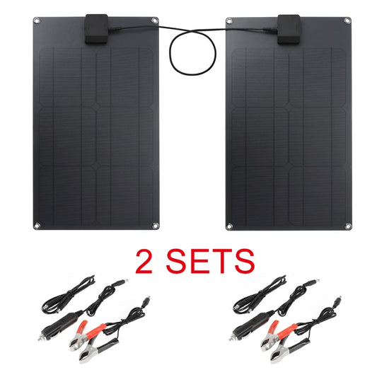 NOVO 18V 50W Painel Solar Portátil USB+Tipo C Carregador de Bateria de Porta Dupla Placa de Célula Solar Carregador de Carro para Suporte de Telefone Carregamento Rápido