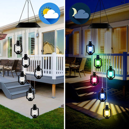 Color changing Solar Wind Chime Crystal Ball Hummingbird Wind Chime Lamp Waterproof Outdoor Use for Courtyard Garden Decoration