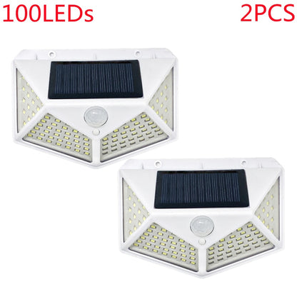 Outdoor 100 LED Solar Light Motion Sensor Waterproof Sunlight Garden Decoration Street Lights Solar Powered Lantern Wall Lamp