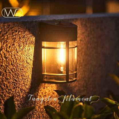 LED Solar Wall Lamp Outdoor IP65 Waterproof Garden Lamp Solar Street Lamp Fence Yard Tungsten Bulb New Retro Decorative Lamp