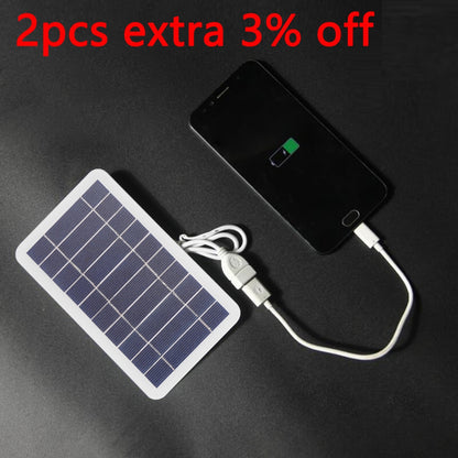 5V 400mA Solar Panel 2W Output USB Outdoor Portable Solar System For Low Power Products Cell Mobile Phone Chargers Electric Fan