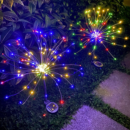 Outdoor Solar LED Firework Fairy Lights Garden Waterproof Decoration Lawn Lights Patio Pathway Party Christmas Wedding Decor