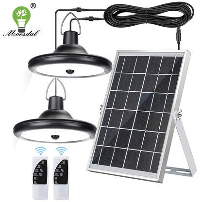 Double Head Solar Pendant Light Waterproof High Capacity Outdoor / Indoor Solar Lamp Suitable for Courtyards, Garages, Etc.