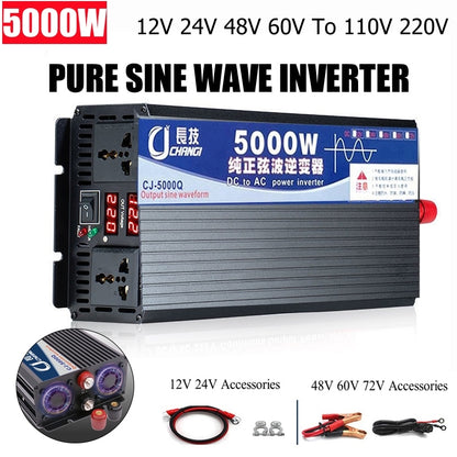 Inverter DC 12V 24V 48V 60V to AC 110V 220V Voltage Transformer Pure Sine Wave 3000W 4000W 5000W Power Converter Solar Inverter