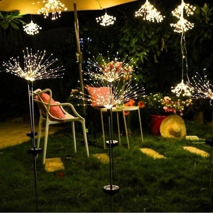 Solar Fireworks Lamp Outdoor Grass Globe Dandelion Flash String Fairy lights 90 /120/150/200 LED For Garden Lawn Holiday Light