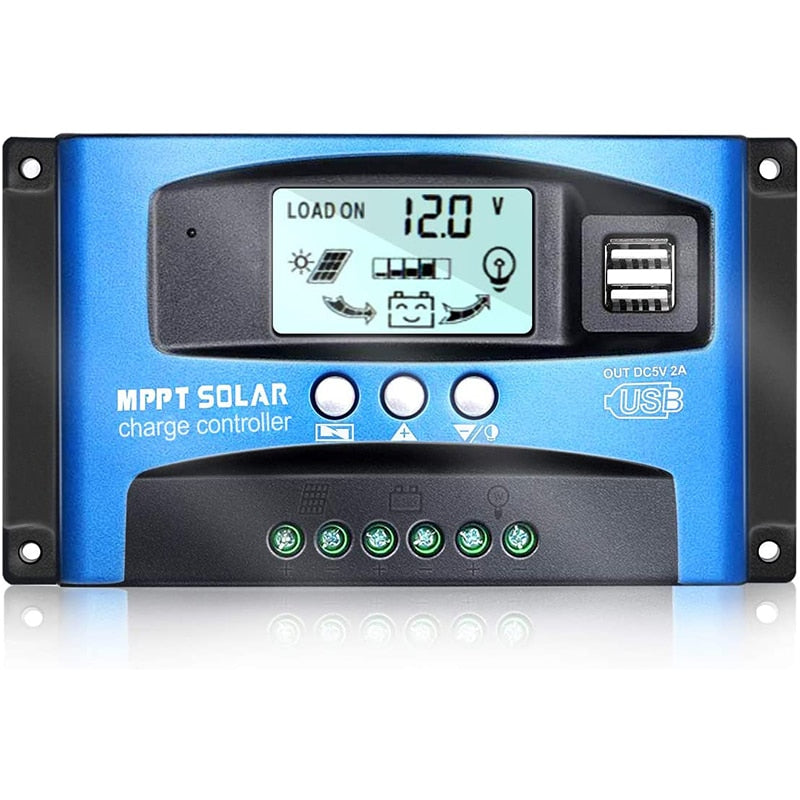 PowMr Solar MPPT 100A 60A 50A 40A 30A Regolatore di carica Dual USB Display LCD 12V 24V Cella solare Pannello solare Regolatore di carica