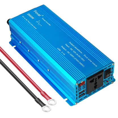 DC 12V to AC 220V Pure Sine Wave Inverter 1000W/1500W/2200W/2600W/3000W LED Voltmeter Converter Transformer Universal EU Socket