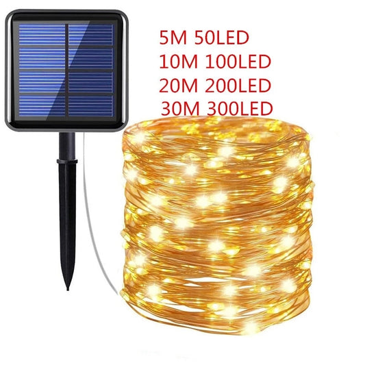 Luci solari a LED Luci a stringa per esterni Ghirlanda 50/100/200/300 LED Luce fatata Luce natalizia Lampade da giardino stradali impermeabili